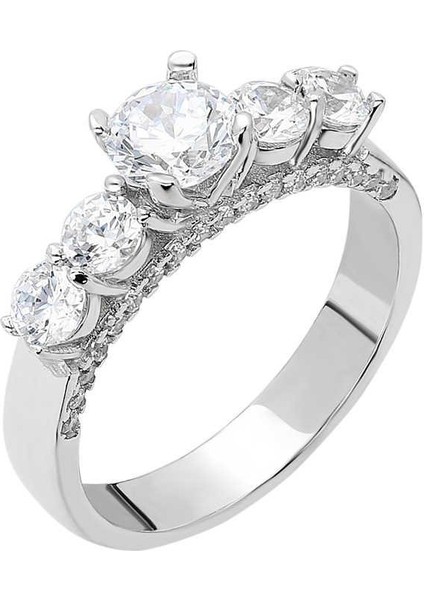 Starlight Diamond Pırlanta Montür Zarif Tasarım 925 Ayar Gümüş Bayan Beştaş Yüzük fırsatları