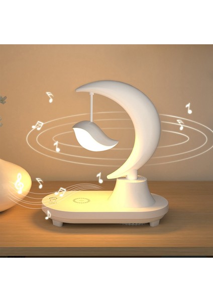 Akıllı Bluetooth Hoparlör Projeksiyon Lambası Kablosuz Şarj Müzik Gündoğumu Uyandırma Pikap Atmosfer Gece Lambası (Ab Tak) (Yurt Dışından)