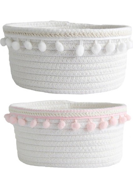 2 Parça Pamuk Halat Depolama Sepeti Dokuma Iskandinav Basit Masaüstü Enkaz Pamuk Ipliği Saklama Kutusu (Yurt Dışından)