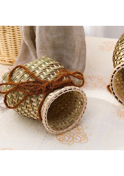 El Yapımı Doğal Bambu Dokuma Depolama Sepeti Konteyner Aperatif Şeker Gıda Küçük Saksı Rattan Dekorasyon M (Yurt Dışından) fiyatları