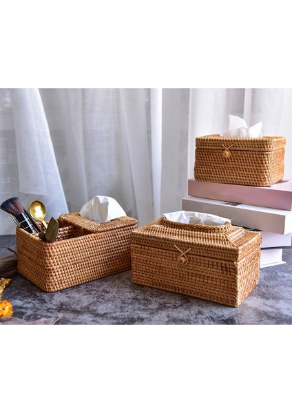 Rattan Doku Kutusu Ev Dekorasyon El Yapımı Masaüstü Doku Rattan Doku Kutusu Barthroom, Ev, Otel ve Ofis Için, B (Yurt Dışından)