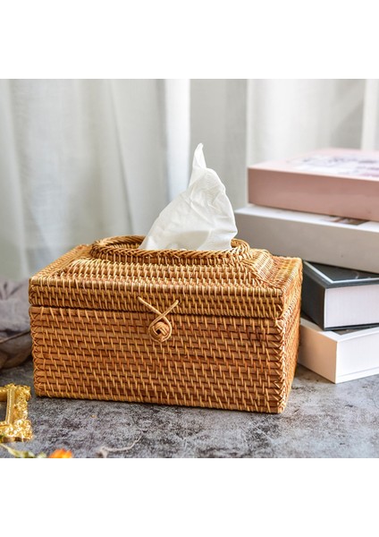 Rattan Doku Kutusu Ev Dekorasyon El Yapımı Masaüstü Doku Rattan Doku Kutusu Barthroom, Ev, Otel ve Ofis Için, B (Yurt Dışından)