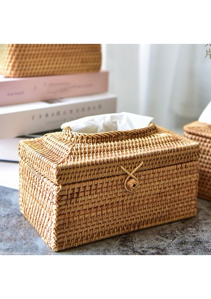 Rattan Doku Kutusu Ev Dekorasyon El Yapımı Masaüstü Doku Rattan Doku Kutusu Barthroom, Ev, Otel ve Ofis Için, B (Yurt Dışından)