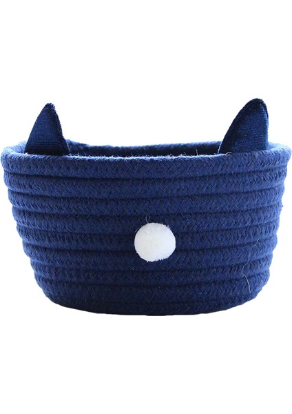 Çok Işlevli Pamuk Halat Örgü Kıl Yumağı Kulak Depolama Sepeti Masaüstü Kozmetik Çeşitli Eşyalar Organizatör Sepet Ev Dekor-Donanma (Yurt Dışından)