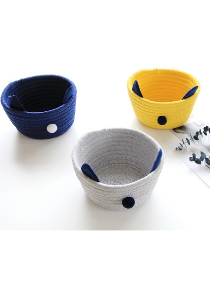 Çok Işlevli Pamuk Halat Örgü Kıl Yumağı Kulak Depolama Sepeti Masaüstü Kozmetik Çeşitli Eşyalar Organizatör Sepet Ev Dekor-Donanma (Yurt Dışından) indirimleri