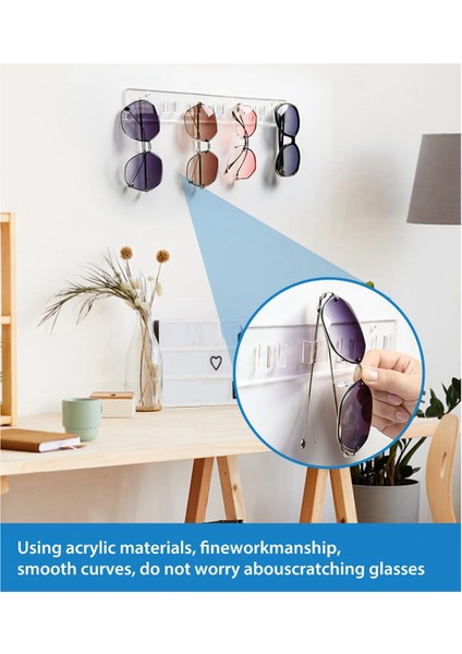 Güneş Gözlüğü Tutucu Organizatör, 2 Adet Akrilik Güneş Gözlüğü Duvara Monte Gözlük Ekran Tutucu Gözlük Gözlük Asılı Raf B (Yurt Dışından) modelleri