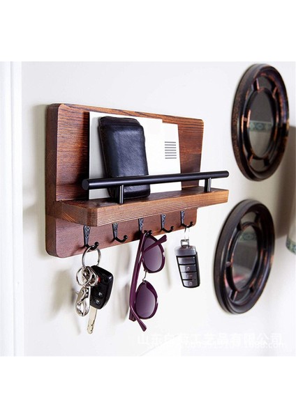 Duvar Için Anahtar ve Posta Tutucu, Raflı Duvar Anahtarlık, Kancalı Ahşap Duvar Rafı, Duvara Montaj Için Posta Düzenleyici (Yurt Dışından) modelleri