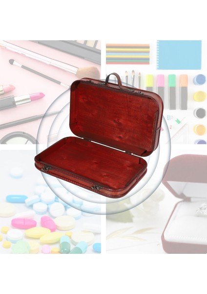 Retro Mücevher Kutusu Klasik Masaüstü Vintage Saklama Kutusu Aynalı Tuvalet Kutusu Ahşap Pencere Giyinme Kozmetik Durumda S (Yurt Dışından)