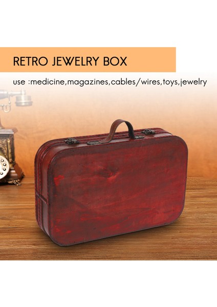 Retro Mücevher Kutusu Klasik Masaüstü Vintage Saklama Kutusu Aynalı Tuvalet Kutusu Ahşap Pencere Giyinme Kozmetik Durumda S (Yurt Dışından)