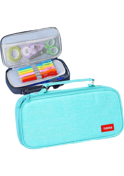 Kalem Kutusu, Büyük Kapasiteli Kanvas Kırtasiye Kutusu, Süper Büyük Kapasiteli, Basit, Çok Katmanlı Ortaokul Erkek ve Kadın Korece (Yeşil) (Yurt Dışından)