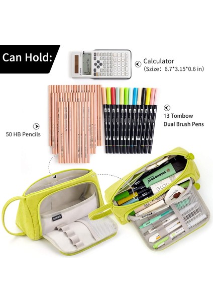 Büyük Kapasiteli Kalem Kutusu Tuval Yüksek Büyük Depolama Kılıfı Marker Kalem Kutusu Basit Kırtasiye Çantası Okul Koleji Ofis Organizatör Öğrenci Için-Yeşil (Yurt Dışından) modelleri