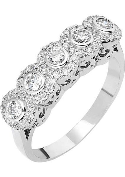 Starlight Diamond Pırlanta Montür Elit Tasarım 925 Ayar Gümüş Bayan Beştaş Yüzük fırsatları