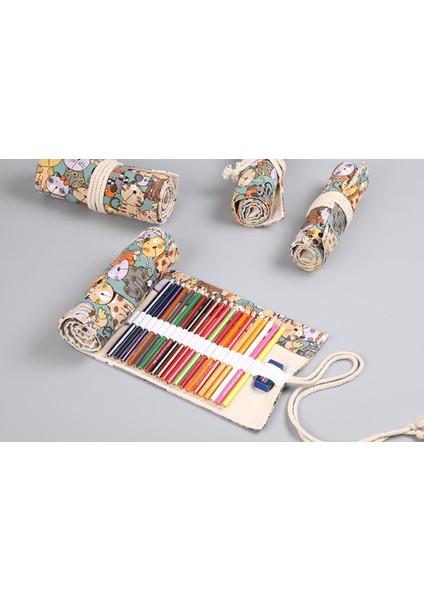 El Yapımı Tuval Kalem Perdesi 72 Delikli Büyük Kapasiteli Kalem Kutusu Erkek ve Kız Için Renkli Kurşun Kroki Kırtasiye Kutusu (Yurt Dışından) fiyatları