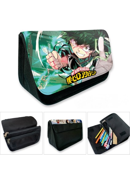 My Hero Academia Tuval Büyük Kapasiteli Çift Katmanlı Kalem Çantası Anime Kırtasiye Kutusu Öğrenci Kırtasiye Kalem Çantası (Yurt Dışından)