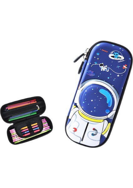 Çocuklar Için Kalem Kutusu Organizatörü Büyük Kapasiteli 3D Üç Boyutlu Çok Bölmeli Öğrenci Kalem Kutusu Çocuk Okul Malzemeleri (Astronot) (Yurt Dışından)