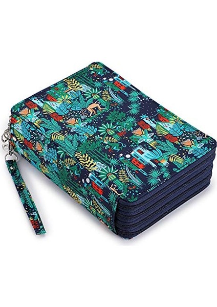 Renkli Kalem Kutusu - 200 Yuvalı Kalem Tutucu Kalem Çantası Büyük Kapasiteli Kalem Düzenleyici, Sap Askılı Baskı Desenli Kullanışlı Renkli Kalem Kutusu Orman (Yurt Dışından)