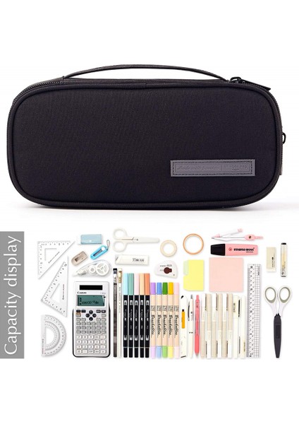 Kalem Kutusu Büyük Kapasiteli El 3 Bölmeli Kalem Kılıfı Yetişkin Öğrenciler Için Taşınabilir Büyük Depolama Kanvas Kalem Çantası Iş Ofisi (Siyah) (Yurt Dışından) fiyatları