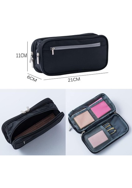 Büyük Kapasiteli Tuval Kalem Kutusu 3 Bölmeli Çanta Çok Fonksiyonlu Marker Kalem Kılıfı Tutucu Ofis Koleji Okul Erkek Adam Için Genç Öğrenci Yetişkin (Siyah) (Yurt Dışından) fiyatları