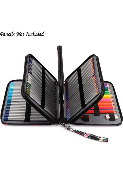 Renkli Kalem Kutusu - 200 Yuvalı Kalem Tutucu Kalem Çantası Büyük Kapasiteli Sap Askılı Kalem Düzenleyici Baskı Desenli Kullanışlı Renkli Kalem Kutusu Flamingo, Siyah (Yurt Dışından) fırsatları