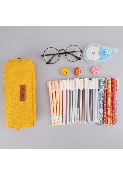 Pamuk Keten Kalem Kutusu Öğrenci Kırtasiye Kese Çanta Ofis Depolama Organizatör Para Kese Kozmetik Çantası (Zencefil) (Yurt Dışından) fırsatları