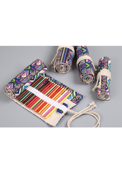 El Yapımı Tuval Kalem Perdesi 72 Delikli Büyük Kapasiteli Kalem Kutusu Erkek ve Kız Için Renkli Kurşun Kroki Kırtasiye Kutusu (Yurt Dışından) fiyatları