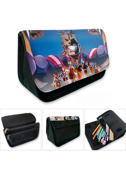 My Hero Academia Tuval Büyük Kapasiteli Çift Katmanlı Kalem Çantası Anime Kırtasiye Kutusu Öğrenci Kırtasiye Kalem Çantası (Yurt Dışından)
