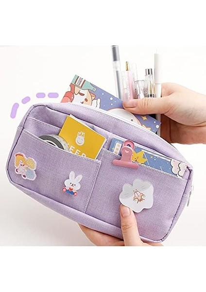 3 Adet Pimli Kawaii Kalem Kutusu Estetik Kalem Kutusu Kawaii Kırtasiye Kawaii Okul Malzemeleri (Mor) (Yurt Dışından)