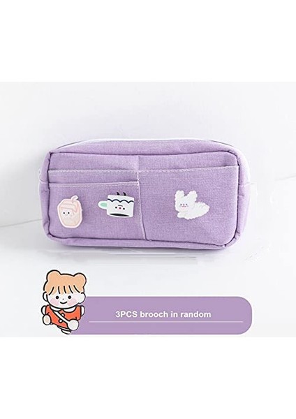 3 Adet Pimli Kawaii Kalem Kutusu Estetik Kalem Kutusu Kawaii Kırtasiye Kawaii Okul Malzemeleri (Mor) (Yurt Dışından) fiyatları