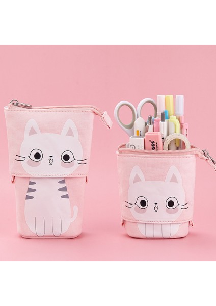 Teleskopik Kalem Kutusu Trafo Ayakta Kırtasiye Kalem Tutucu Tuval Çift Kullanımlı Pop-Up Okul Ofis Kolej Için Fermuarlı Standı Kalem Çantaları (Yurt Dışından)