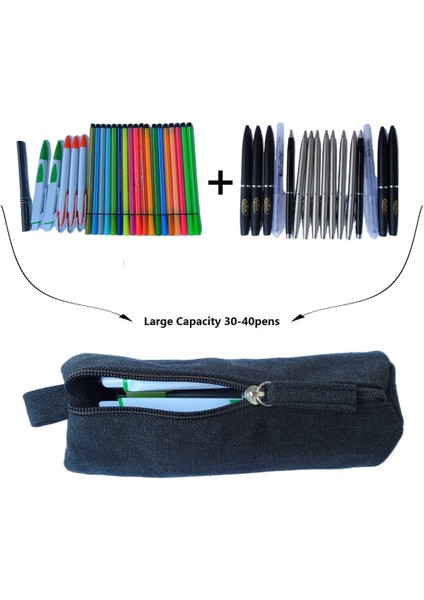 Ağır Kanvas Kırtasiye Taşınabilir Şık Basit Kalem Çantası ve Pratik Dayanıklı Kompakt Fermuarlı Kalem Kutusu 1 Paket Siyah (Yurt Dışından) modelleri
