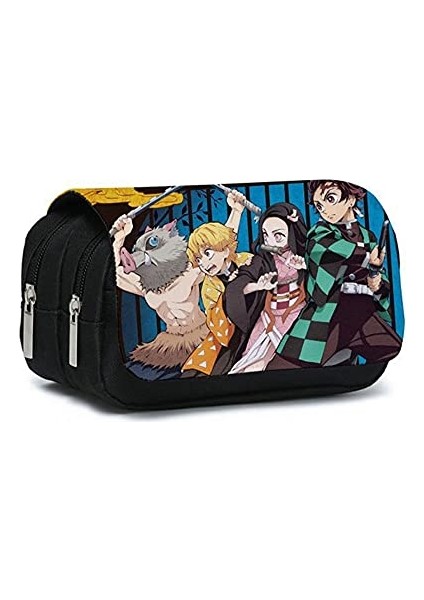 Demon Slayer Kalem Kutusu Karikatür Büyük Kapasiteli Okul Çantası Öğrenci Kırtasiye Çantası Kalem Kutusu Okul Ofis 20 10 7.5cm A Okula Dönüş Malzemeleri (Yurt Dışından)