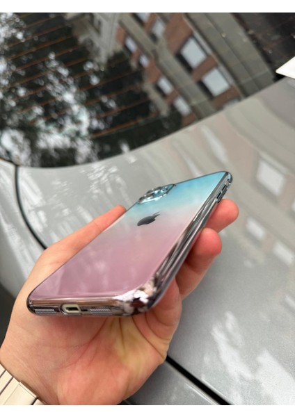 Iphone 11 Kılıf Kamera Korumalı Renk Geçişli Şeffaf Sert Rainbow Silikon Kapak