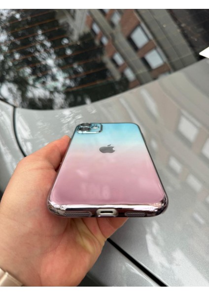 Iphone 11 Kılıf Kamera Korumalı Renk Geçişli Şeffaf Sert Rainbow Silikon Kapak