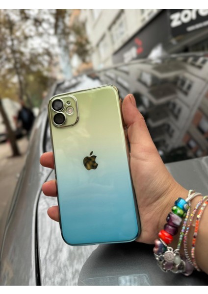 Iphone 11 Kılıf Kamera Korumalı Renk Geçişli Şeffaf Sert Rainbow Silikon Kapak