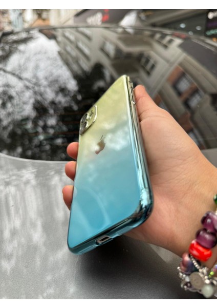 Iphone 11 Kılıf Kamera Korumalı Renk Geçişli Şeffaf Sert Rainbow Silikon Kapak