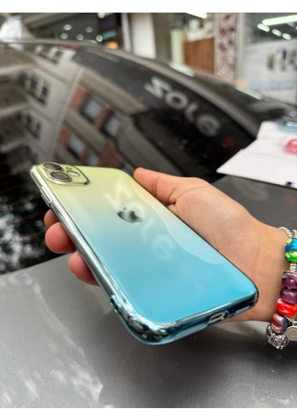 Iphone 11 Kılıf Kamera Korumalı Renk Geçişli Şeffaf Sert Rainbow Silikon Kapak