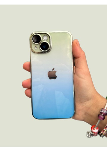 Iphone 13 Kılıf Kamera Korumalı Renk Geçişli Şeffaf Sert Rainbow Silikon Kapak Glass Case