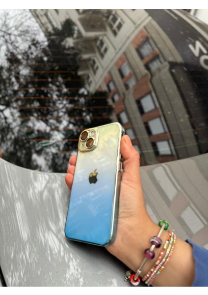 Iphone 13 Kılıf Kamera Korumalı Renk Geçişli Şeffaf Sert Rainbow Silikon Kapak Glass Case