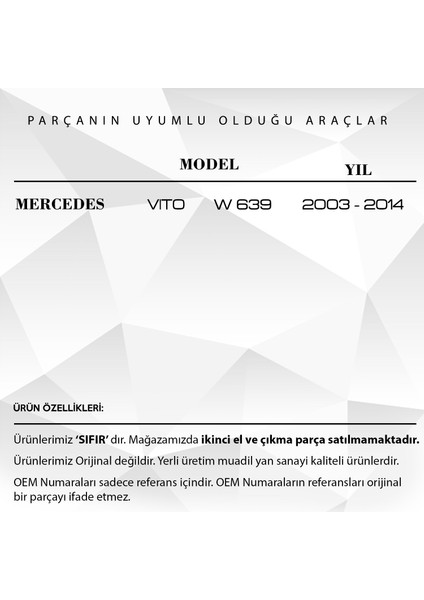 Mercedes Vito , W639 Için Ön Sağ Kapı Cam Tamir Takımı fiyatları
