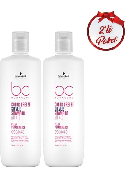 Schwarzkopf Bc Clean Renk Koruyucu Gümüş Şampuan 1000ML 2 Adet