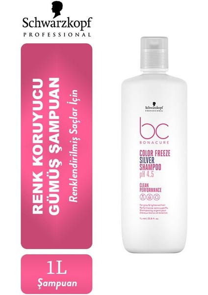 Schwarzkopf Bc Clean Renk Koruyucu Gümüş Şampuan 1000ML 2 Adet