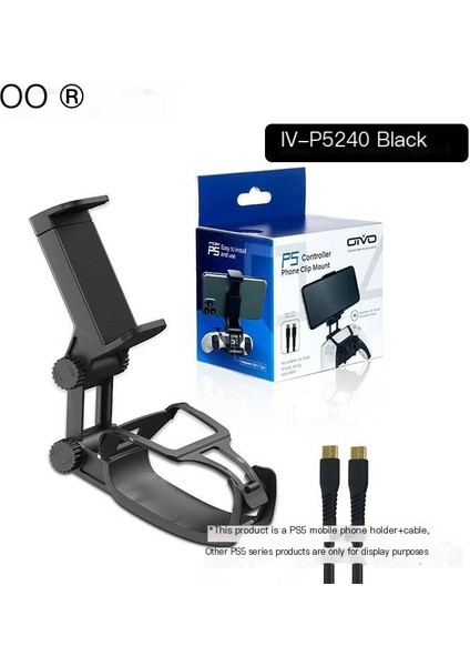 Ps5 Kablosuz Bluetooth Kontrol Cihazı Ayarlanabilir Stand/otg Veri Kablosu-Siyah (Yurt Dışından)