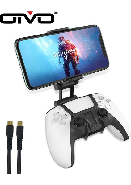 Ps5 Kablosuz Bluetooth Kontrol Cihazı Ayarlanabilir Stand/otg Veri Kablosu-Siyah (Yurt Dışından)