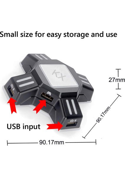 Kx Dönüştürücü/switch/xbox/ps5/ps4/ps3 Gamepad'den Klavye Fare Denetleyicisine-Siyah (Yurt Dışından)