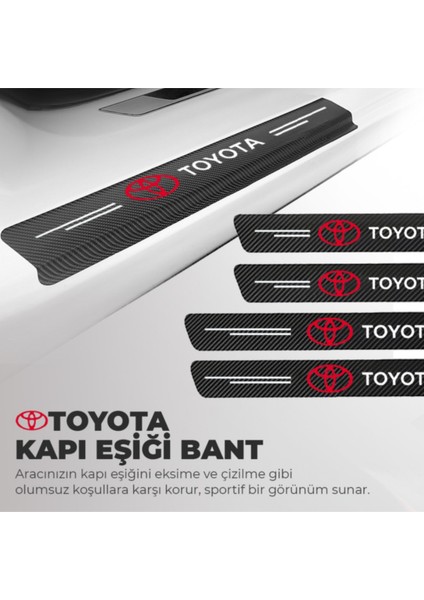 Fruens Toyota Logolu Karbon Kapı Eşiği Koruyucu Bant Folyo 4'lü Set
