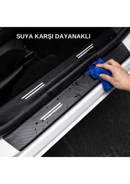 Fruens Toyota Logolu Karbon Kapı Eşiği Koruyucu Bant Folyo 4'lü Set