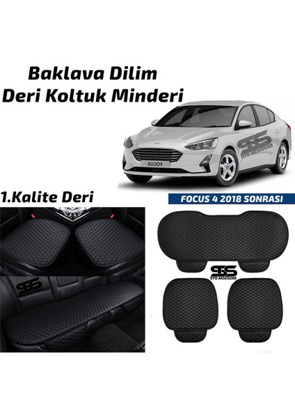 Fruens Ford Focus 4 2018- Sonrası Siyah Deri Oto Koltuk Minderi