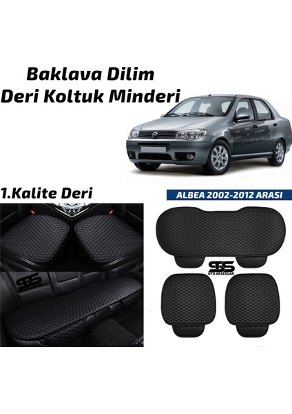 Fruens Fiat Albea 2002-2012 Arası Siyah Deri Oto Koltuk Minderi