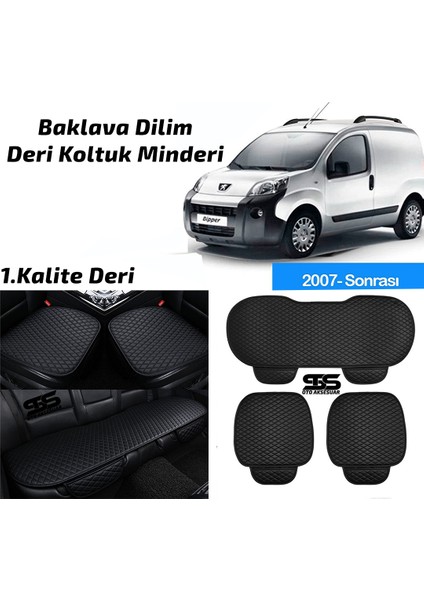 Fruens Peugeot Bipper 2007 Sonrası Siyah Deri Oto Koltuk Minderi