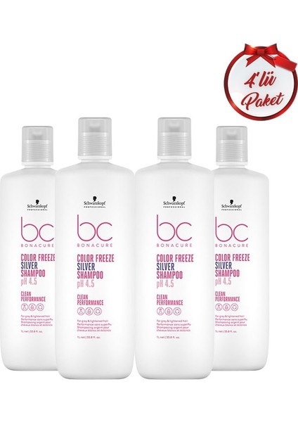 Schwarzkopf Bc Clean Renk Koruyucu Gümüş Şampuan 1000ml 4 Adet